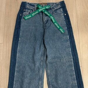 Chuu Women's Wide Leg Two Tone Jeans size 27-L 165/70M